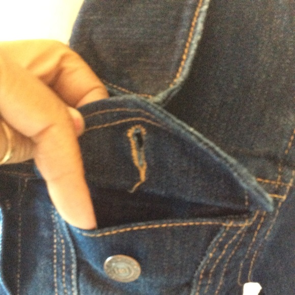L.e.i. Dark Blue Distressed Jean Jacket Juniors Size S, NWT - Picture 5 of 16